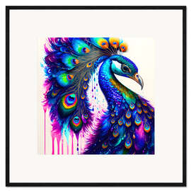 Innrammet kunsttrykk Fluo Peacock III