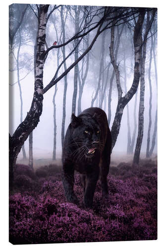 Canvas print Big Black Panther in the Forest