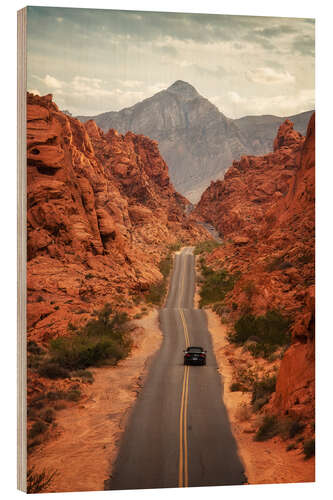 Wood print On the road through Nevada