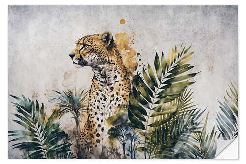 Selvklebende plakat Jungle Cheetah