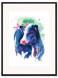 Gerahmter Kunstdruck Hübsche blaue Kuh