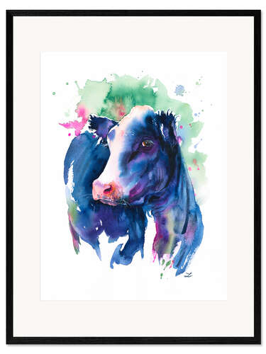 Framed art print Pretty Blue Cow