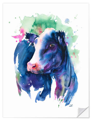 Selvklebende plakat Pretty Blue Cow