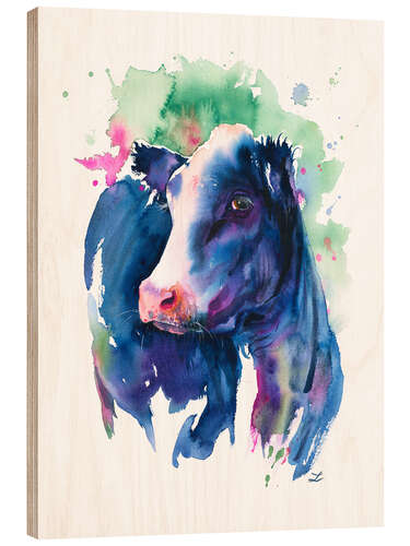 Wood print Pretty Blue Cow