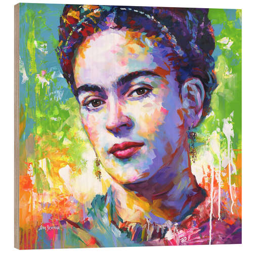 Wood print Frida Kahlo II