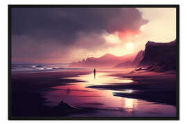 Gerahmter Kunstdruck Sonnenuntergang am Meer