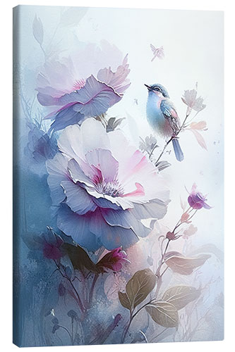 Stampa su tela Floral watercolor with bird III