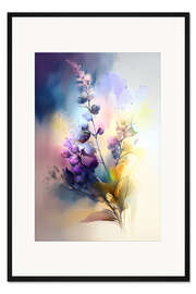 Gerahmter Kunstdruck Buntes Blumenaquarell