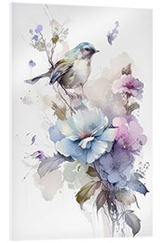 Cuadro de metacrilato Floral watercolour with bird II