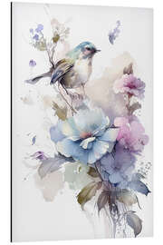Magnettafel Blumenaquarell mit Vogel II