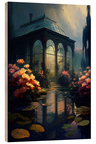 Quadro de madeira Botanic garden at night