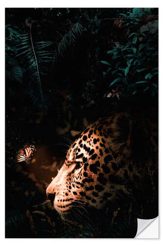 Selvklebende plakat Jaguar and Butterfly