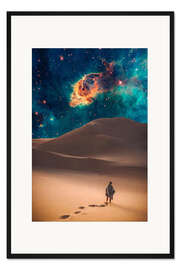 Gerahmter Kunstdruck Galaktischer Nebel über der Wüste