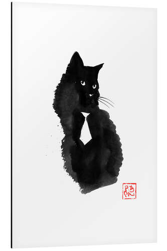 Tableau en aluminium Black cat with white tie