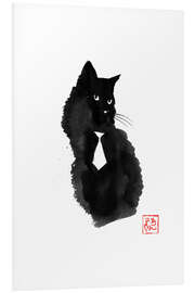 Foam board print Black cat with white tie