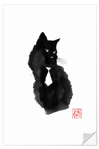 Wall sticker Black cat with white tie