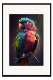 Gerahmter Kunstdruck Bunter niedlicher Papagei