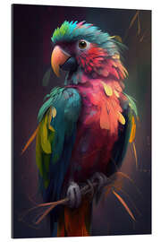 Tableau en plexi-alu Colorful Cute Parrot