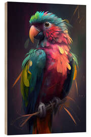 Wood print Colorful Cute Parrot