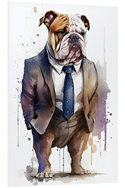 Foam board print Bulldog in a suit and tie