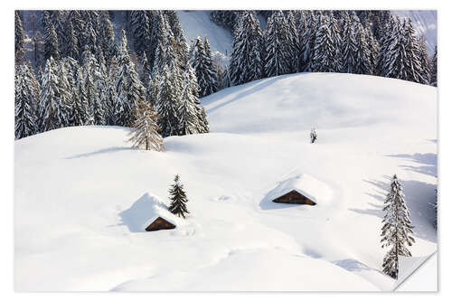 Naklejka na ścianę Hut magic in the snow