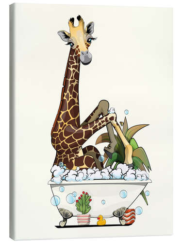 Lerretsbilde Giraffe in the bath