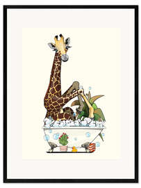 Gerahmter Kunstdruck Giraffe in der Badewanne