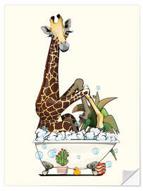 Sticker mural Giraffe in the bath