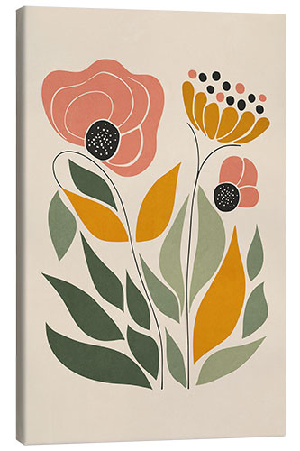 Canvas print Pink Orange Floral