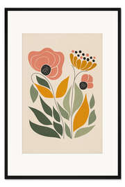 Gerahmter Kunstdruck Pink Orange Floral