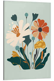 Aluminium print Colourful Flowers on Light Blue