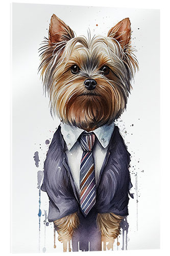 Acrylglasbild Yorkshire Terrier in Anzug und Krawatte