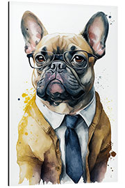 Quadro em alumínio French bulldog wearing glasses, suit and tie