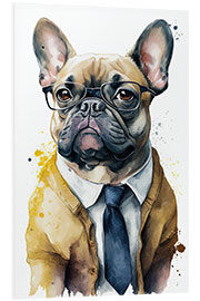 Obraz na PCV French bulldog wearing glasses, suit and tie