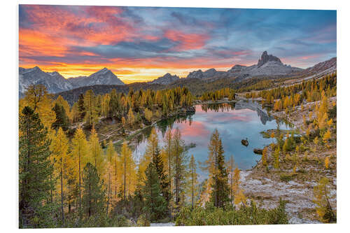 Foam board print Lago Federa in the Dolomites