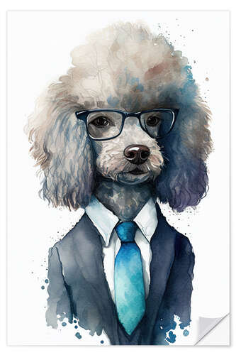 Sticker mural Poodle in a suit and tie