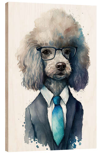 Cuadro de madera Poodle in a suit and tie