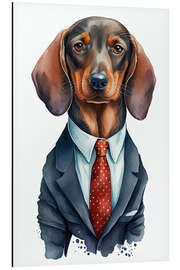 Magnettafel Dackel in Anzug und Krawatte
