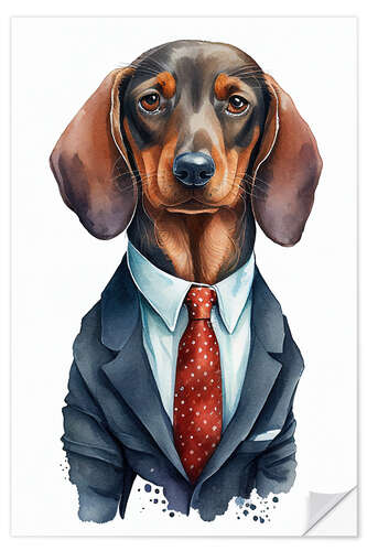 Sticker mural Dachshund in a suit and tie