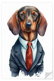 Sticker mural Dachshund in a suit and tie