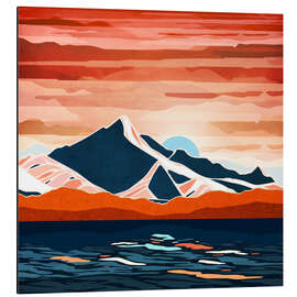 Tableau en aluminium Retro Ocean Sunset