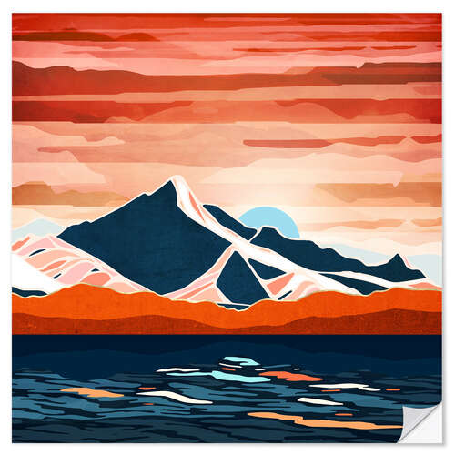 Vinilo para la pared Retro Ocean Sunset