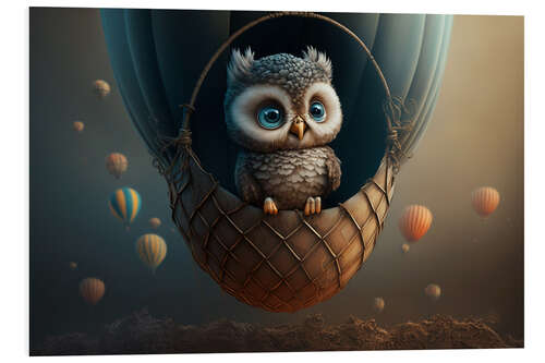 Tableau en PVC A Little Owl in a Hot Air Balloon