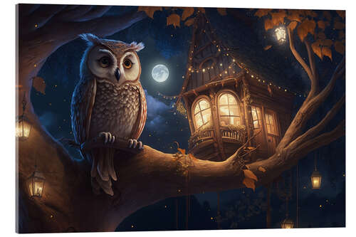 Akrylbilde The Treehouse Owl
