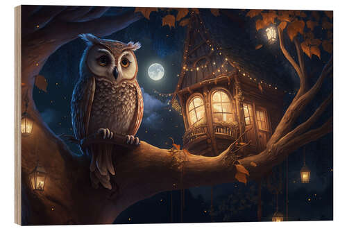 Quadro de madeira The Treehouse Owl