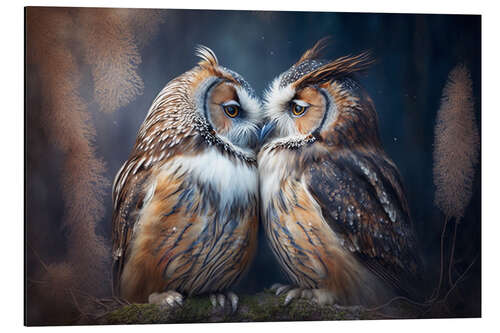 Aluminium print Two Owls in Love