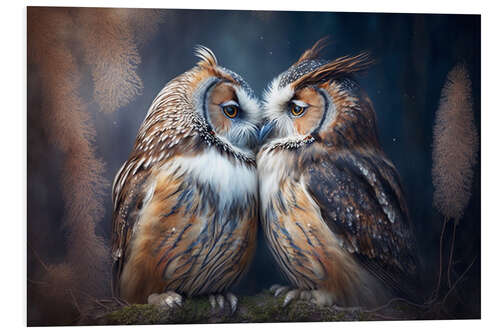 Foam board print Two Owls in Love