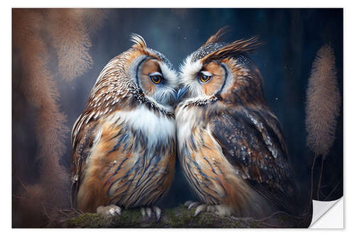 Selvklebende plakat Two Owls in Love