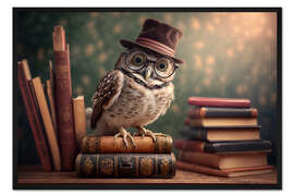 Gerahmter Kunstdruck Büchereule