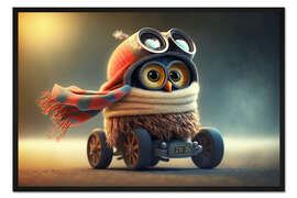 Gerahmter Kunstdruck Kleine Eule unterwegs